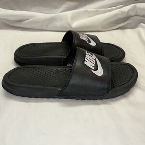 Nike Benassi JDI Sandlas Mens Size 8 Black White Slip On Slides 343880-090